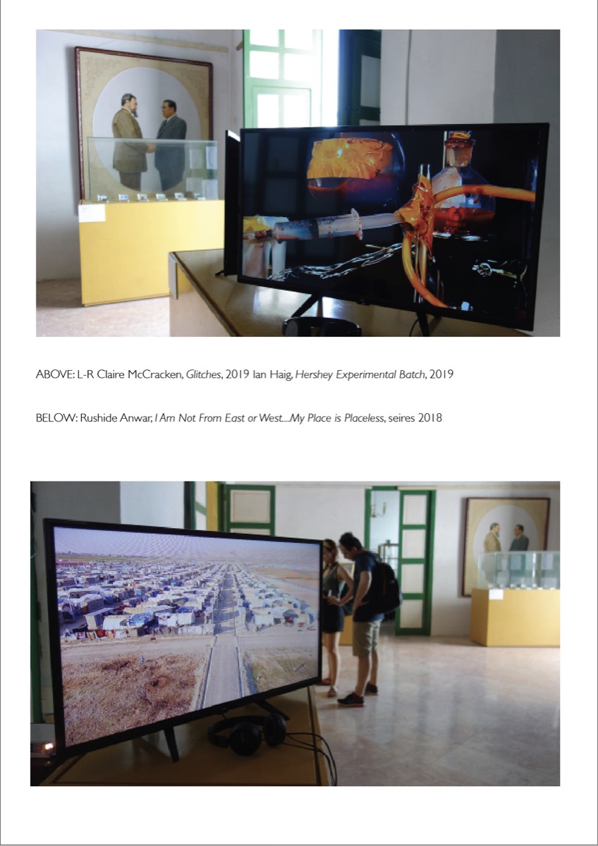 Installation view, Casa de Asia: Clare McCracken, Glitches, 2019; Ian Haig, Hershey Experimental Batch, 2019; Rushdie Anwar, I Am Not From East or West….My Place is Placeless, series 2018