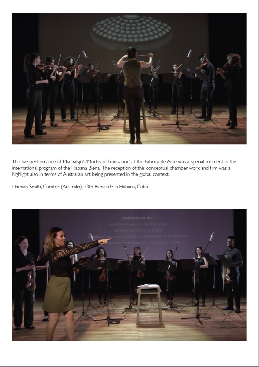 Mia Salsjö, ‘Modes of Translation’ – live performance at the Fábrica de Arte, 13th Bienal de la Habana, 2019